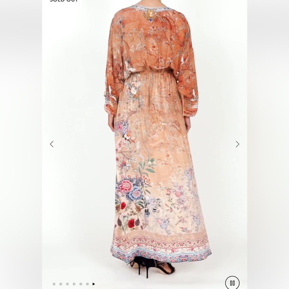 Camilla Orange Fooral Split Pocket Maxi Long Sleeve Size Small Dress - Picture 12 of 17